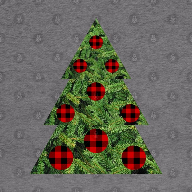 Pine tree with buffalo plaid ornaments by EdenLiving